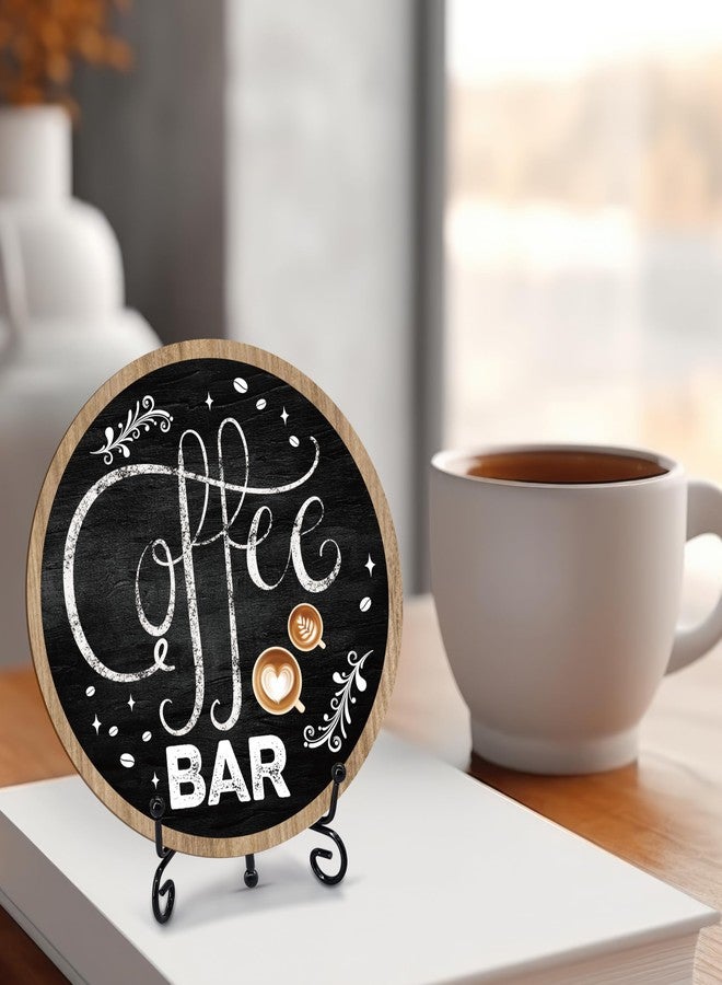 BXVRT Coffee Bar Sign, 6-Inch Round Wooden Plaque with Stand, Farmhouse Style, Coffee Decor for Home, Kitchen, Office, Gifts - Image 3